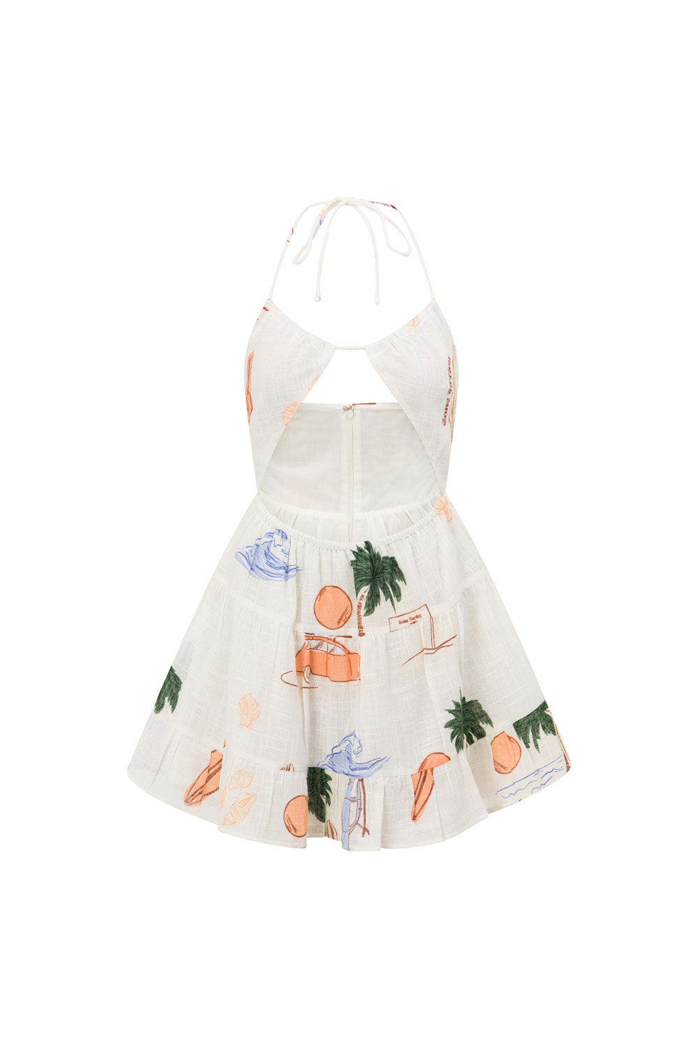 High - quality Sabo Surf Print Oriana Halter Cutout Mini Dress