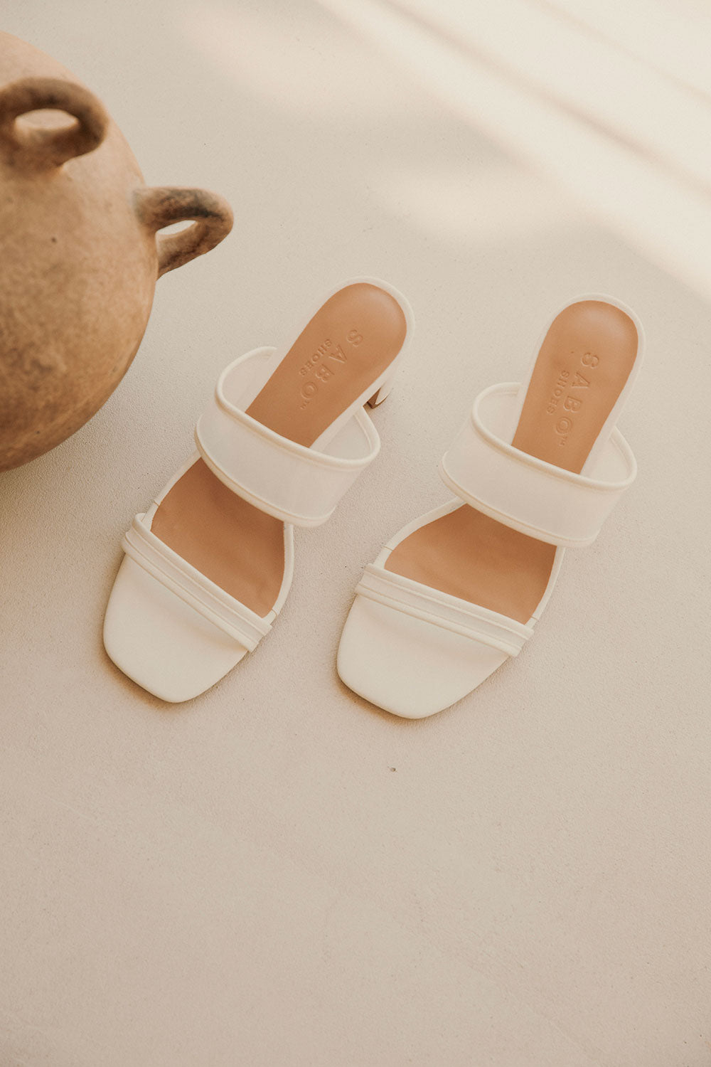 Elegant Off-White Mariana Vegan Faux Leather Heels by Sabo