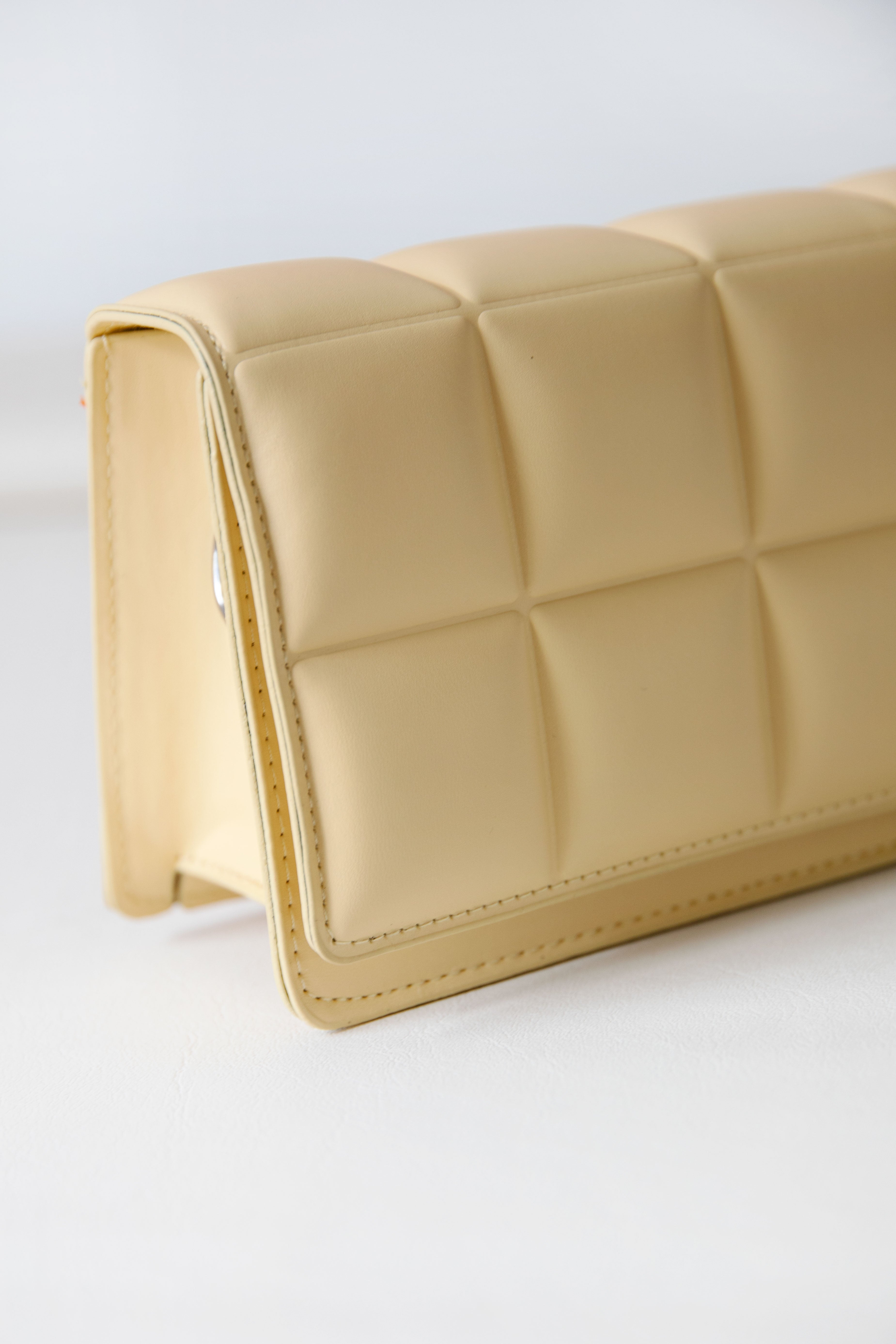 Stylish Yellow Luna Quilted Vegan Leather Handbag