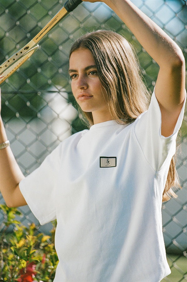 Stunning Off-White Oversized Natural Cotton Ribbed Max Top