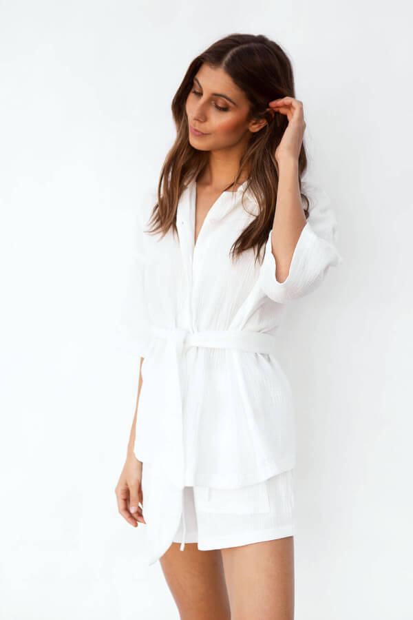 Sabo Skirt Off-White Soft Textured Cotton Relaxed Kase Top