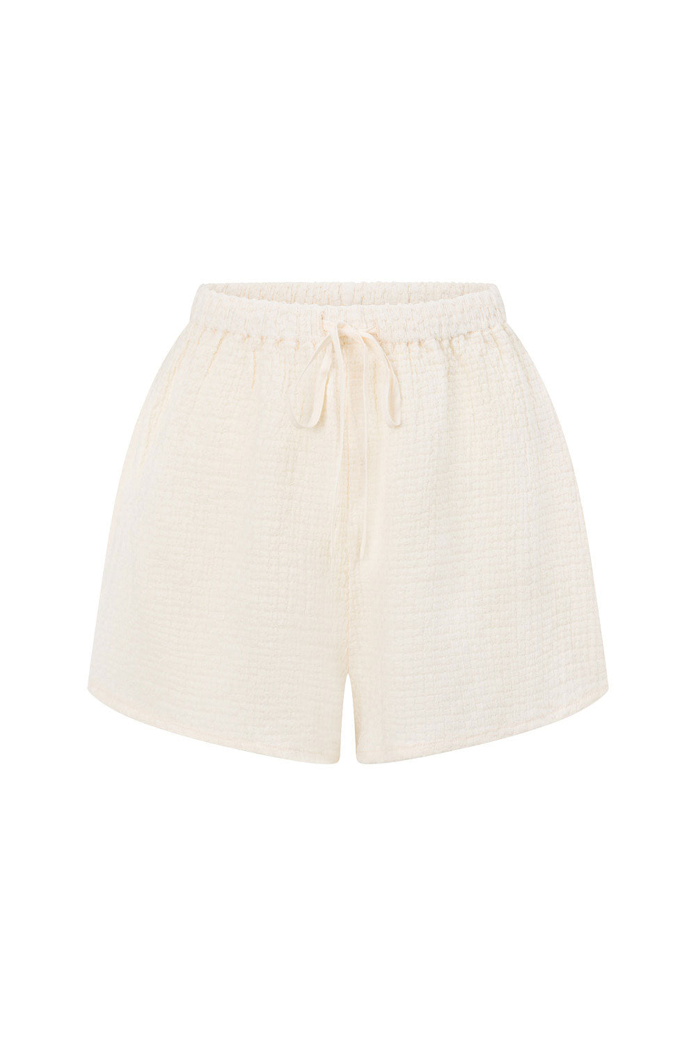 Sabo's Exclusive Cream High - Waisted Textured Cotton Ciel Shorts
