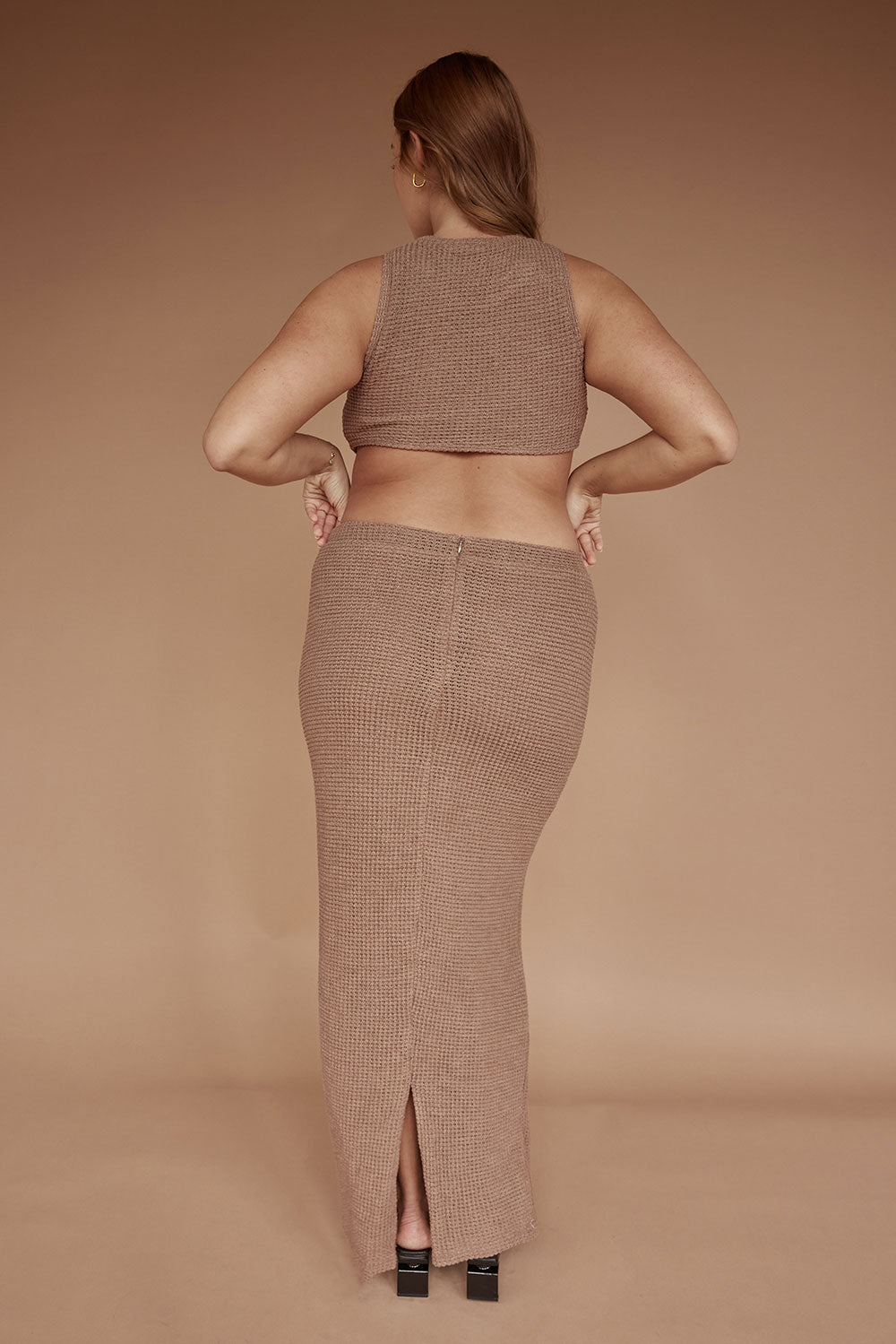 Stylish Tan Ollie Maxi Skirt with High Waisted Fit