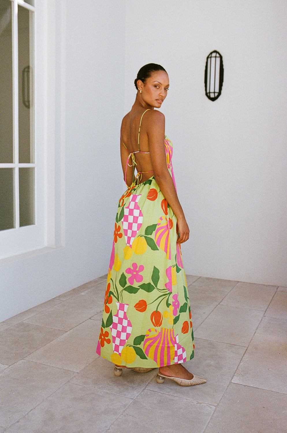 Catie Women's Maxi Dress with Exclusive New Green Vase Print