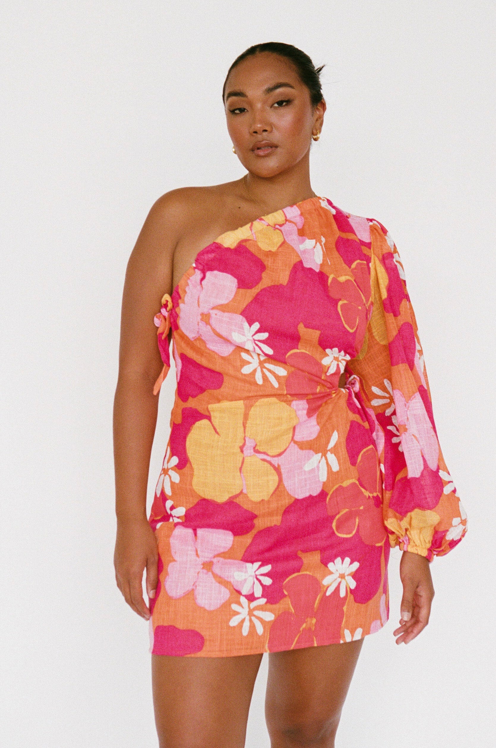 Eila Lightweight Cotton Cutout Dress with Exclusive Sunset Print
