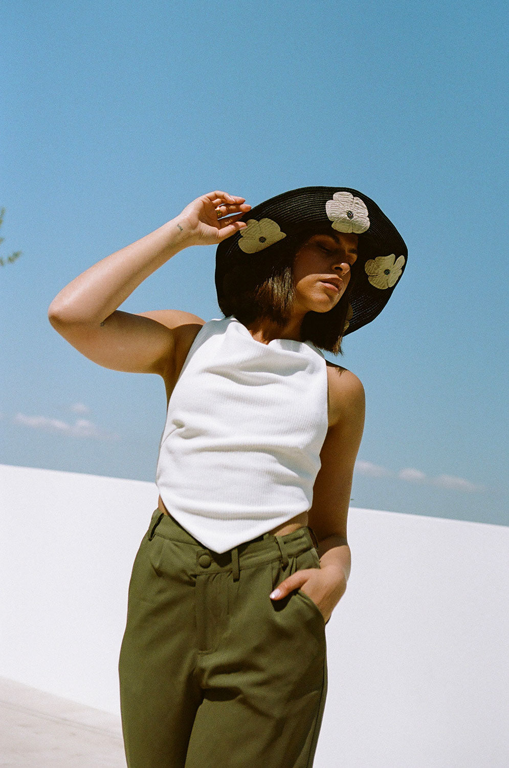 Stylish 90's Inspired White Lightweight Woven Knit Edith Top