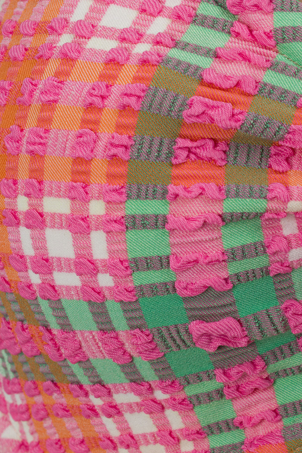 Sabo Exclusive Pink, White, Green & Orange Textured Seersucker Cuba Tie Bottom
