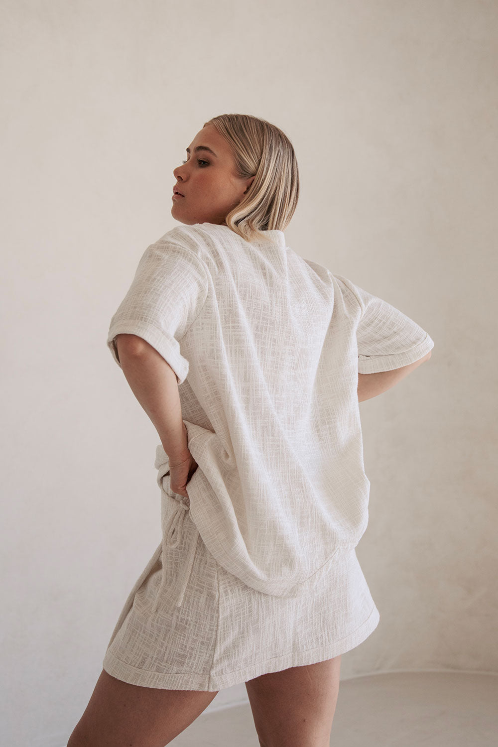 Stunning Aelin Short - Sleeved Natural Cotton Top