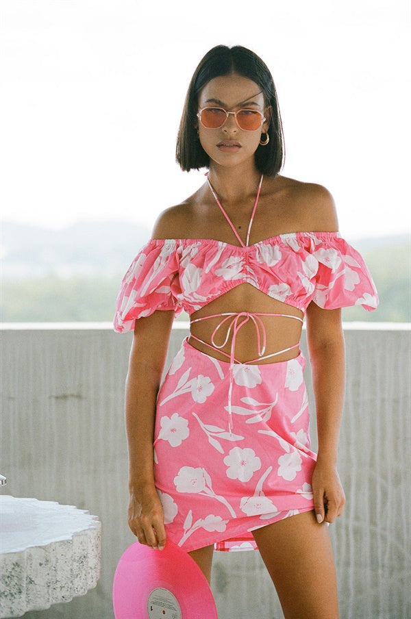 Exclusive Paraiso Print High - Quality Natural Cotton Voile Wendell Party Dress