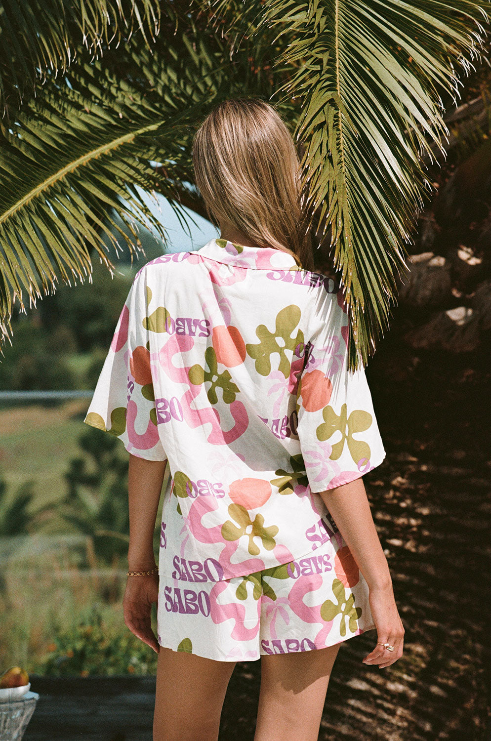Exclusive Tropical Print High-Waisted Seona Cotton Voile Shorts for Summer