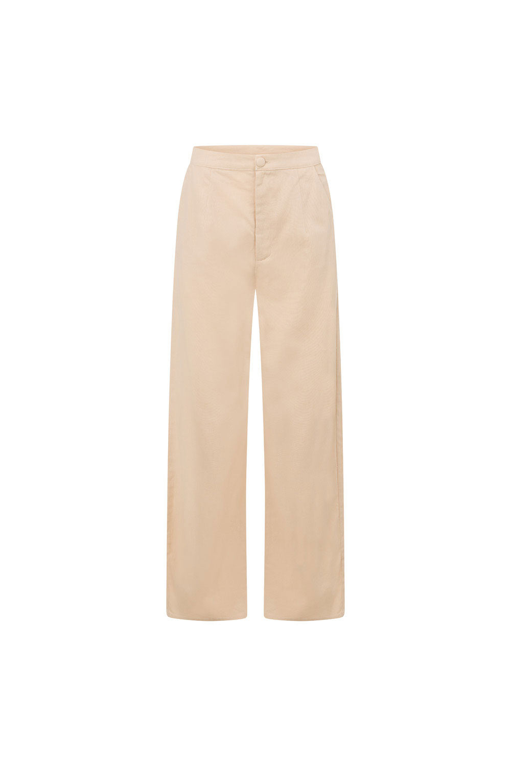 Stylish Sandy Beige Linen Cotton Blend High Waisted Erica Flared Pants
