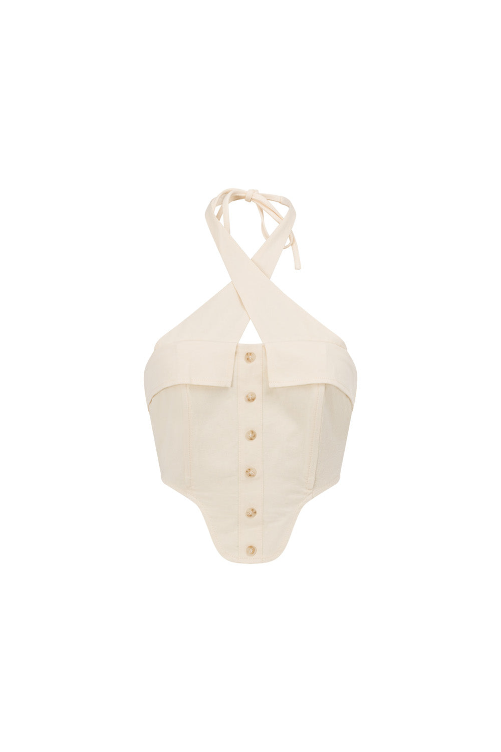 Exquisite Cream Leo Halter Neck Top for Night Out