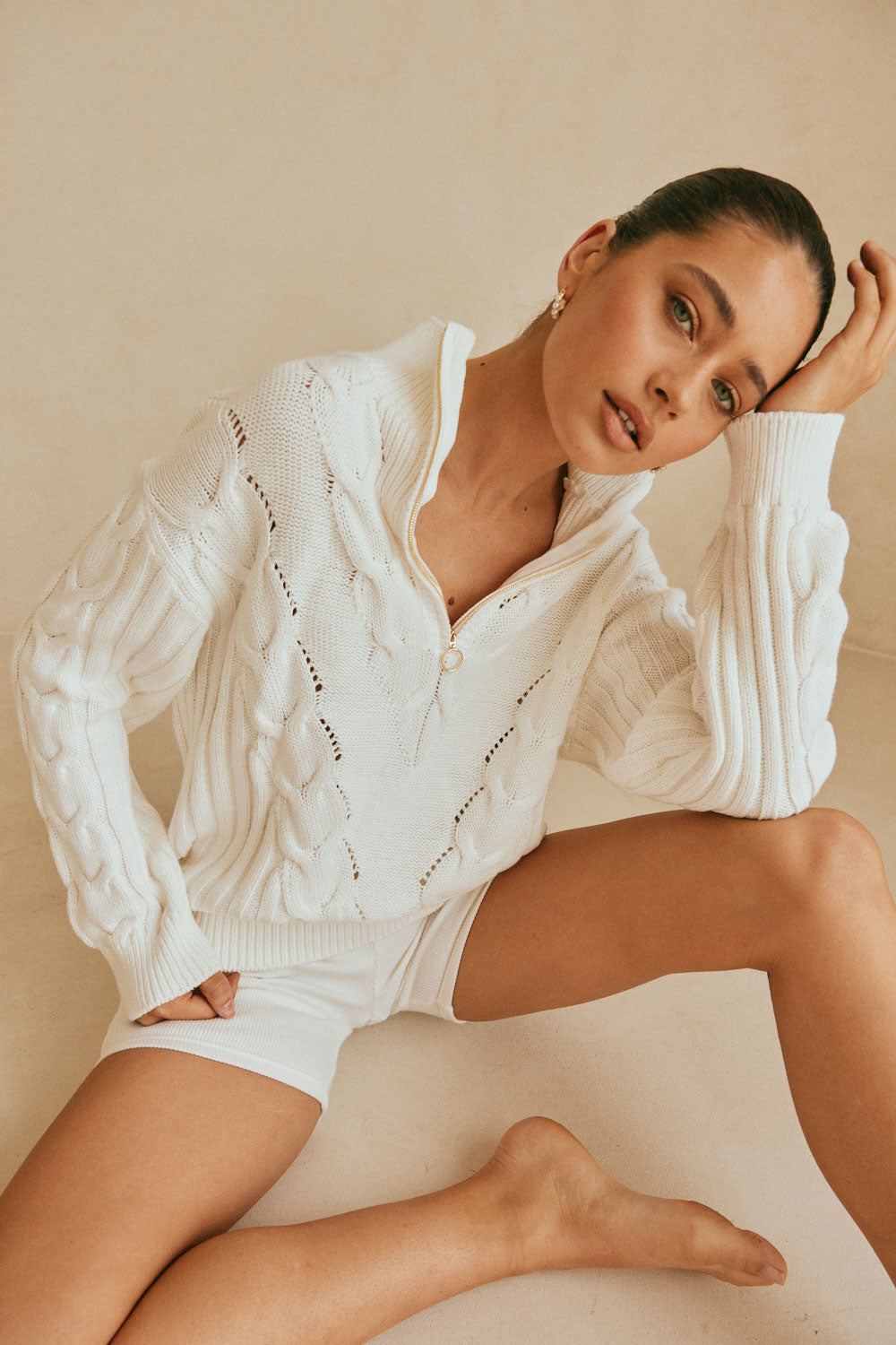High - quality Cream Cotton Amy Sweater for Stylish Layering
