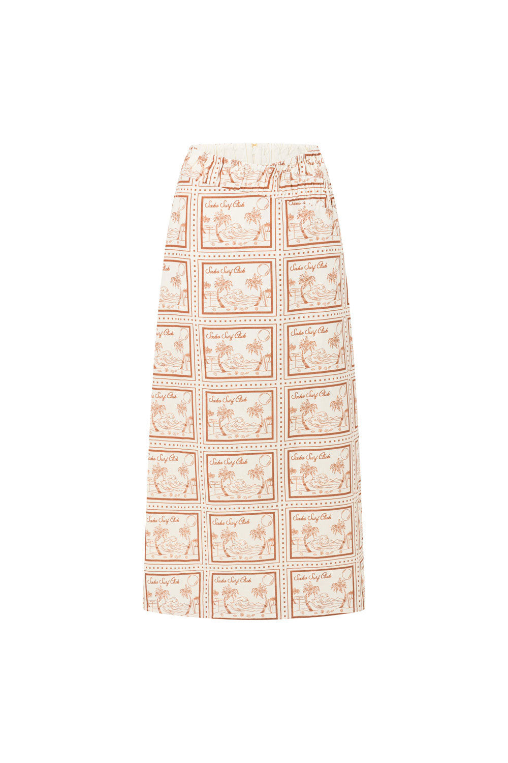 Fashionable Women's Xylah Maxi Skirt with Exclusive Sabo Postcard Print
