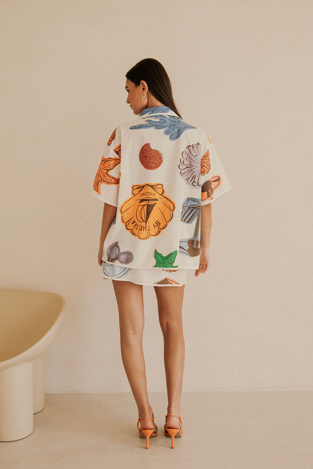 Avery Wrap Skirt with Exclusive By The Sea Print, High - Waisted Mini Style