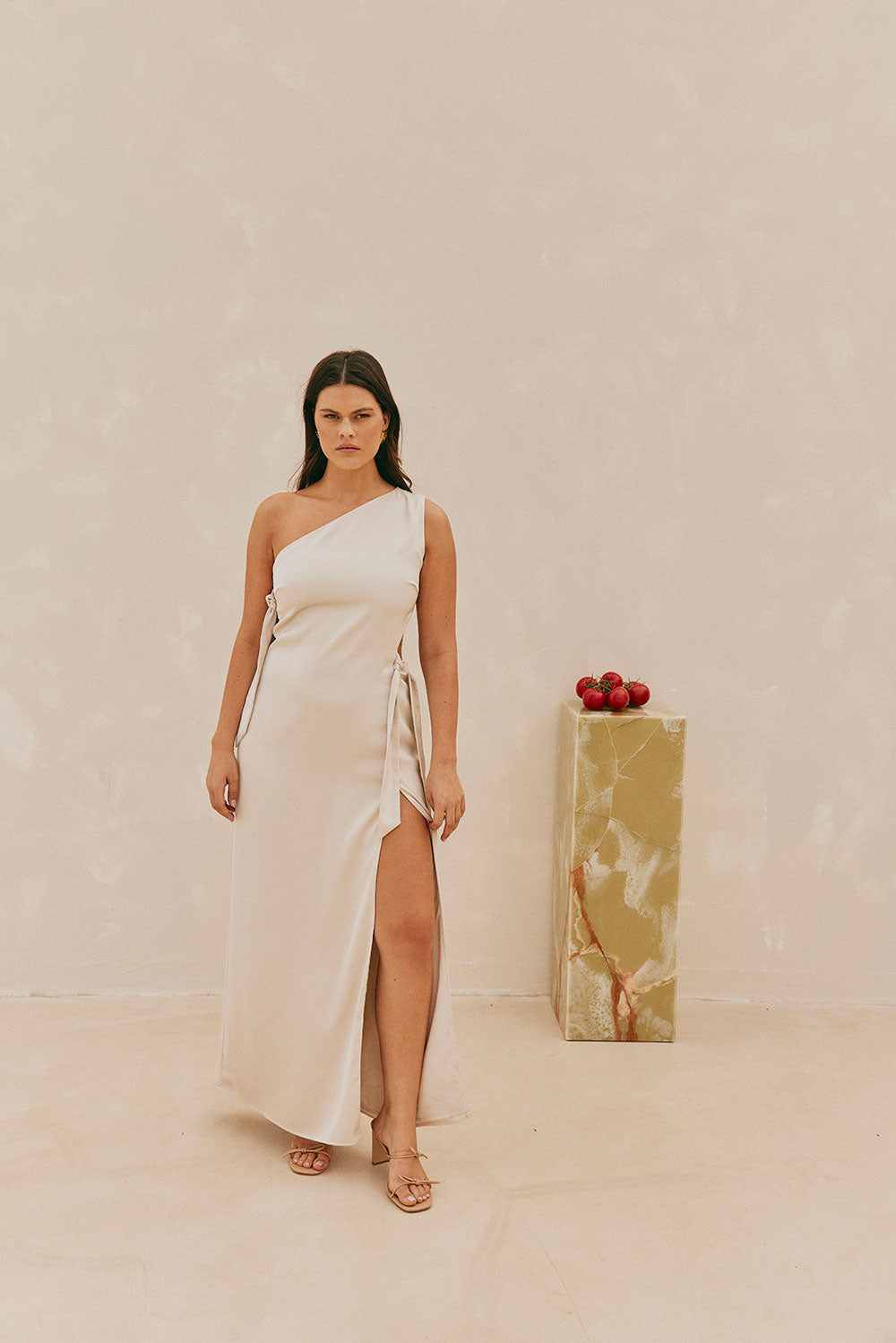 Unique Tavia Maxi Dress with Distinctive Grey Dots
