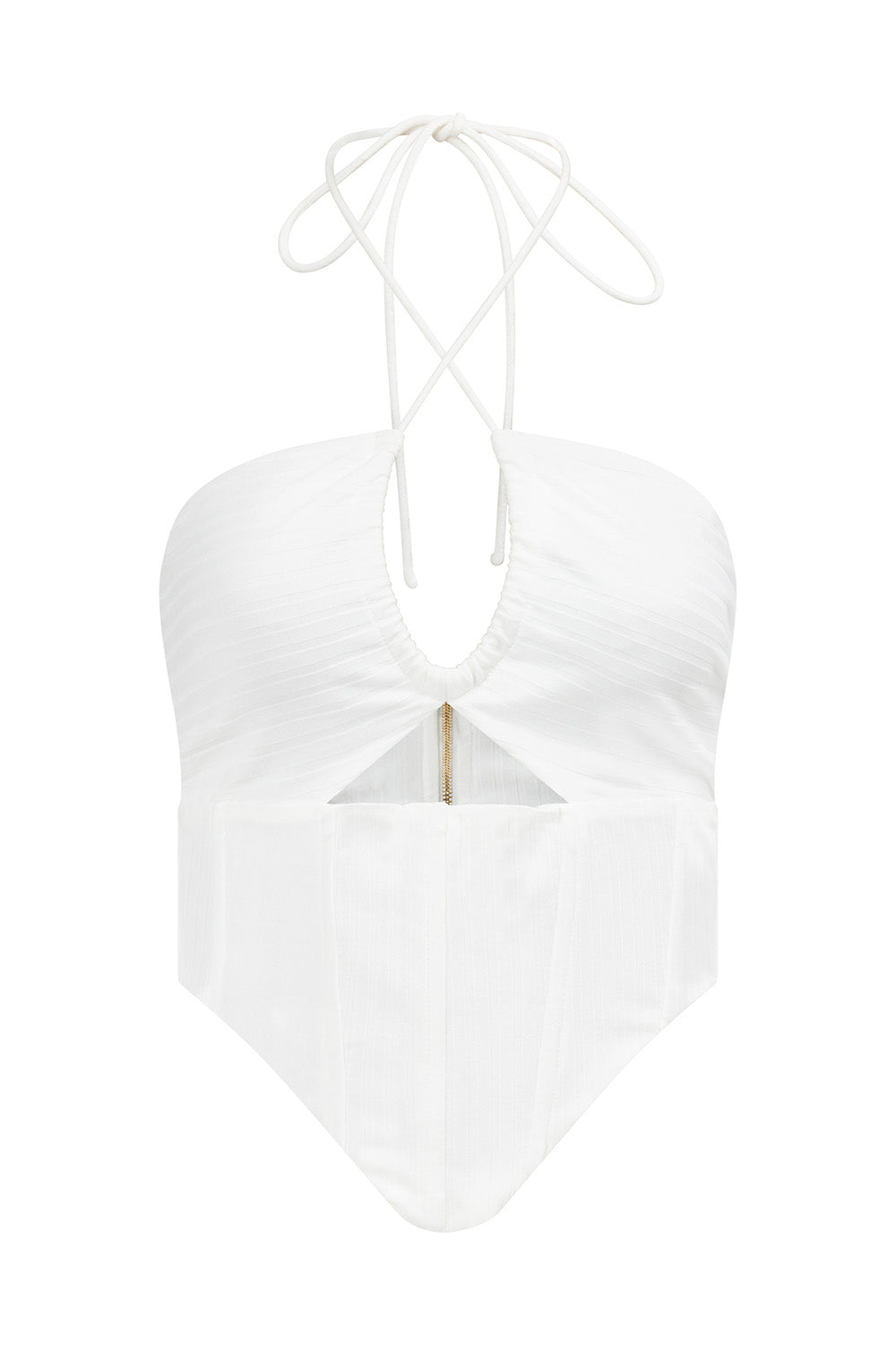 Exquisite Adjustable White Lori Halter Top with Corset Detail