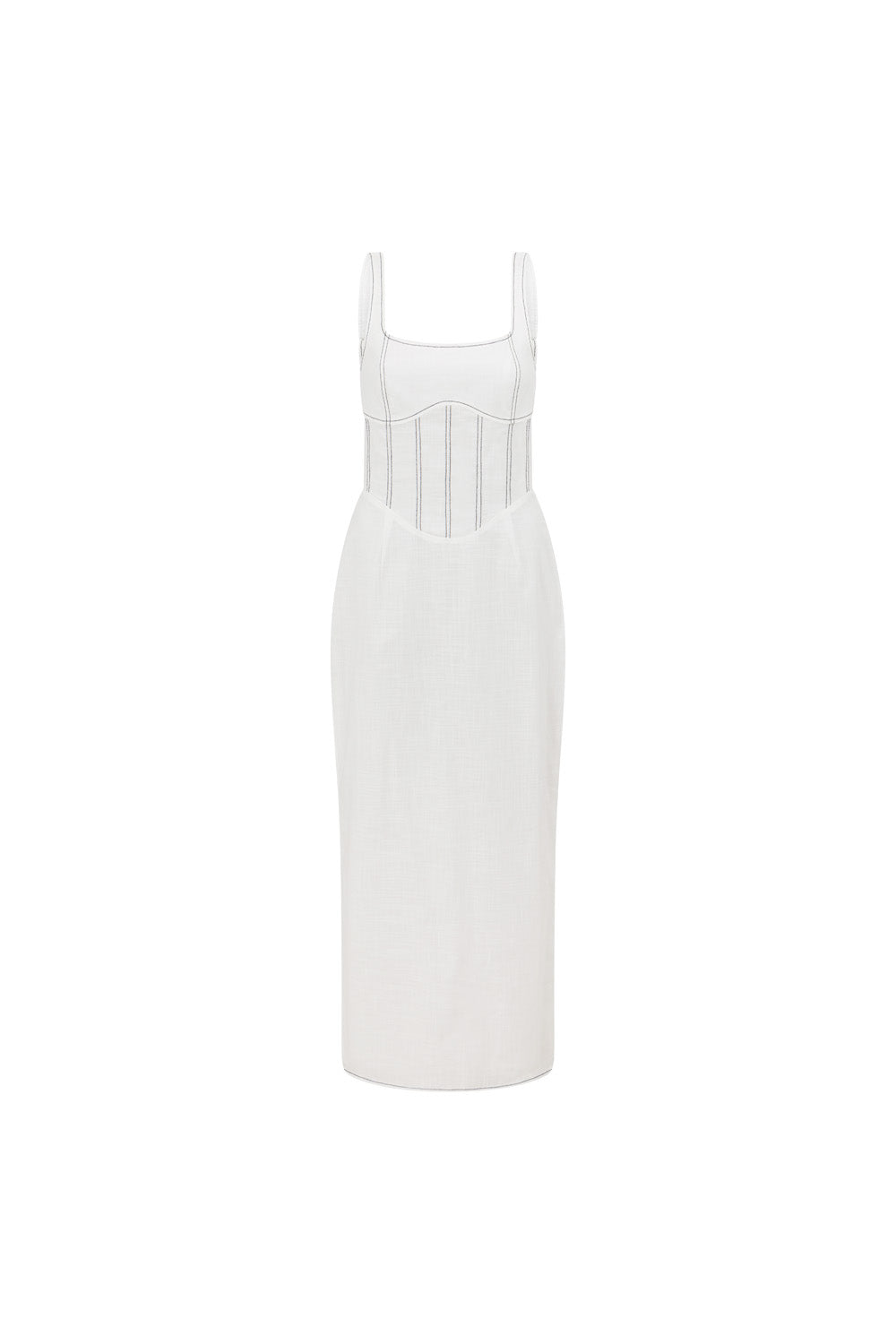 Elegant White Ricardo Midi Dress for Poolside Lunch