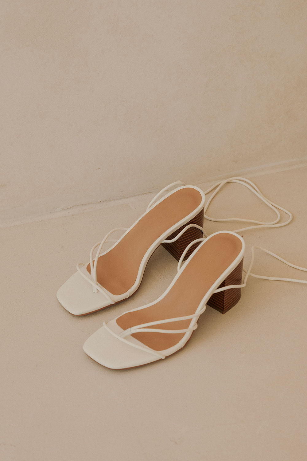 Exclusively Designed Off-White Zita Strappy Open-Toe Heels for All-Day Wear