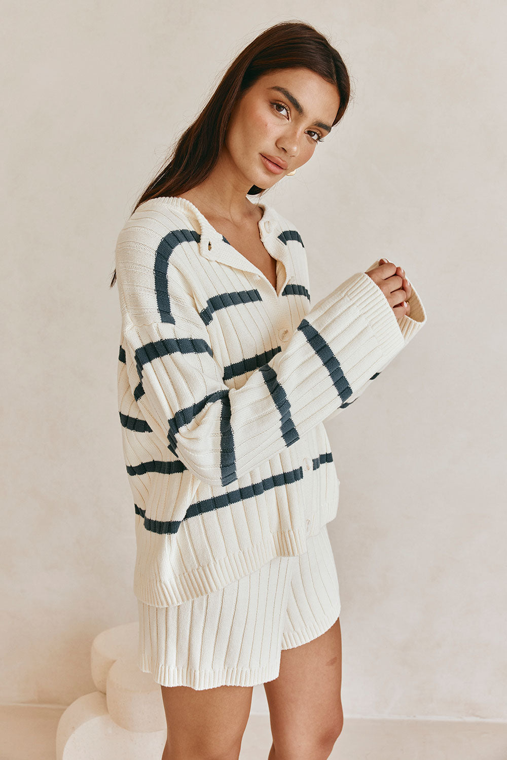 Sabo's Exclusive Cruz Cotton Blend Ribbed Knit Cardigan