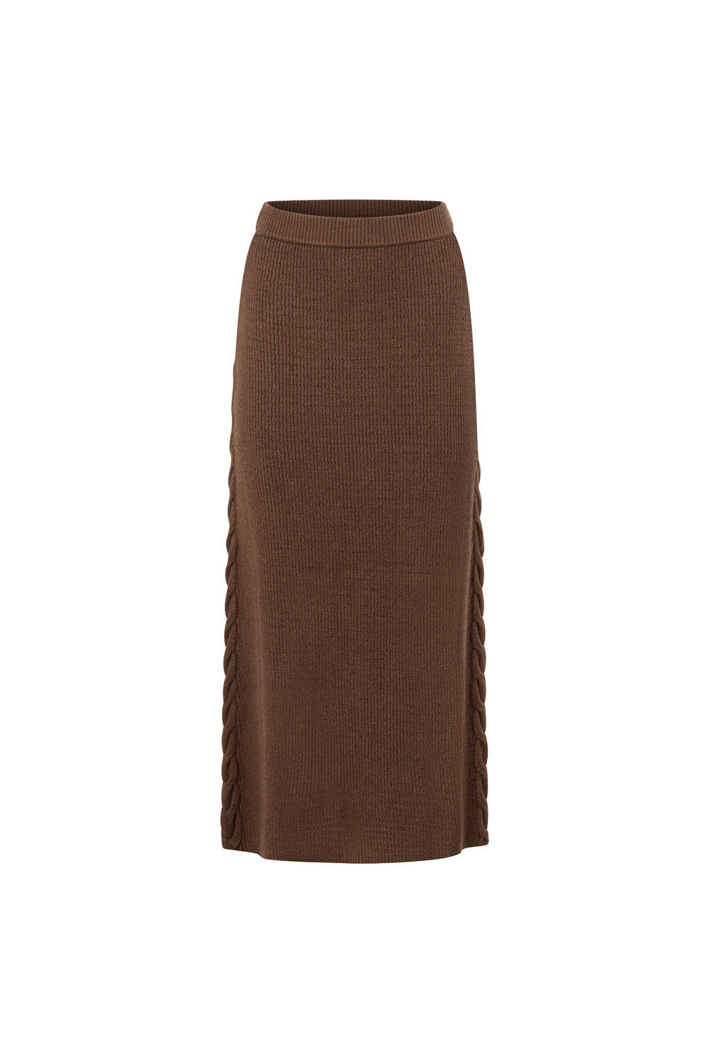 Chocolate Brown Light Knit Ellarose A-Line Maxi Skirt