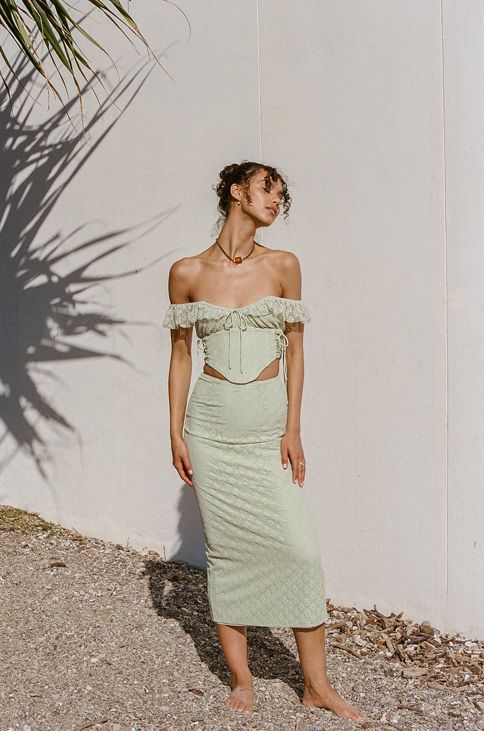 Exquisite Delicate Flower Lace Josa High Waisted Midi Skirt