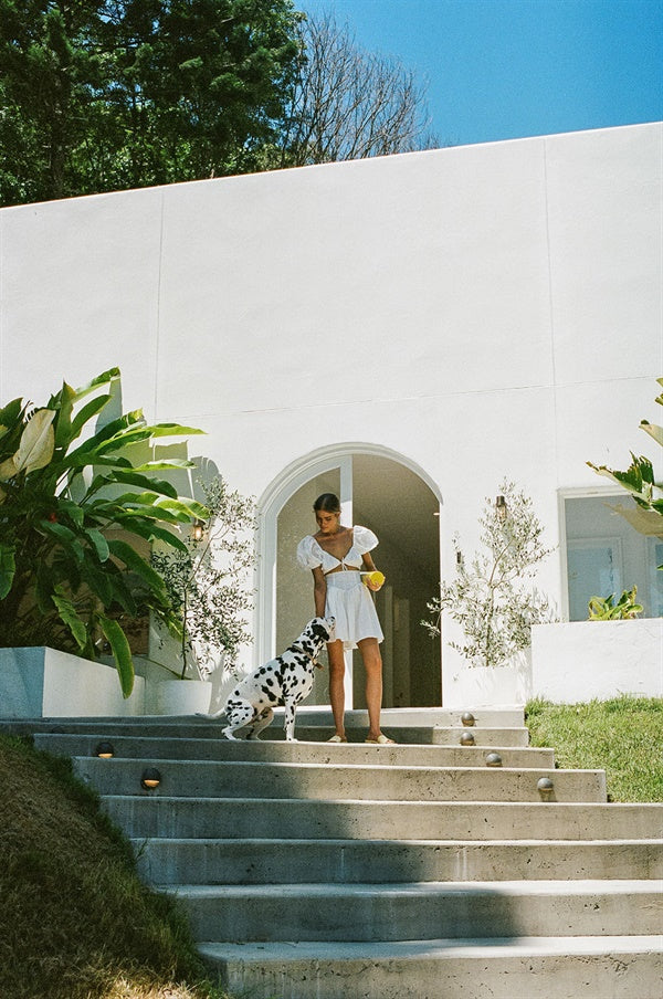 Exquisite Off - white Natural Embroidered Cotton Alika Dress from The Artist Collection