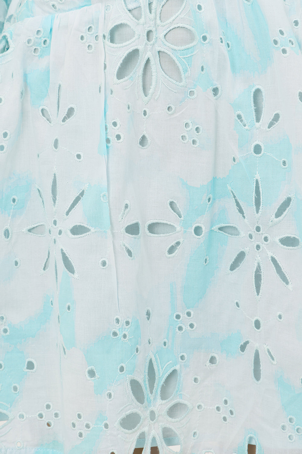 Exclusive Blue Smudged Bloom Print Lana Linen Off - Shoulder Dress