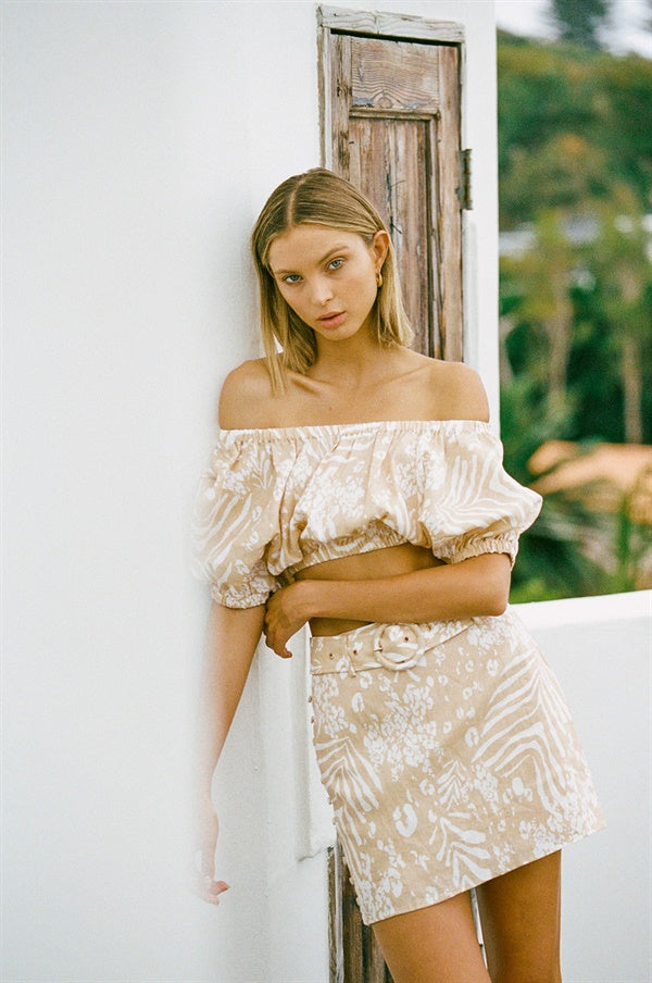 Exquisite Sakura Design Linen One - off Sample Skirt