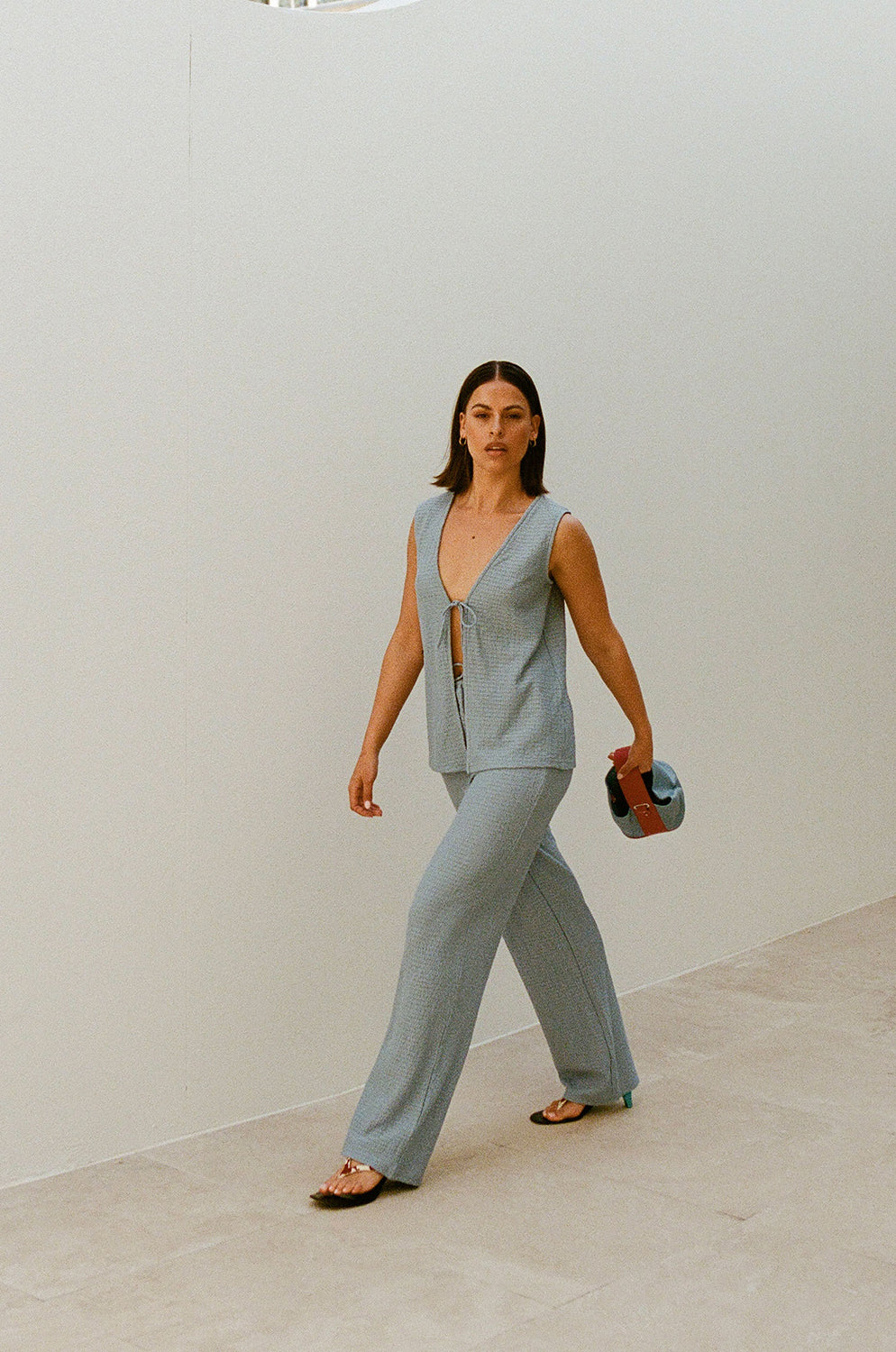 Stylish Blue Vintage-Inspired Marina Split Top