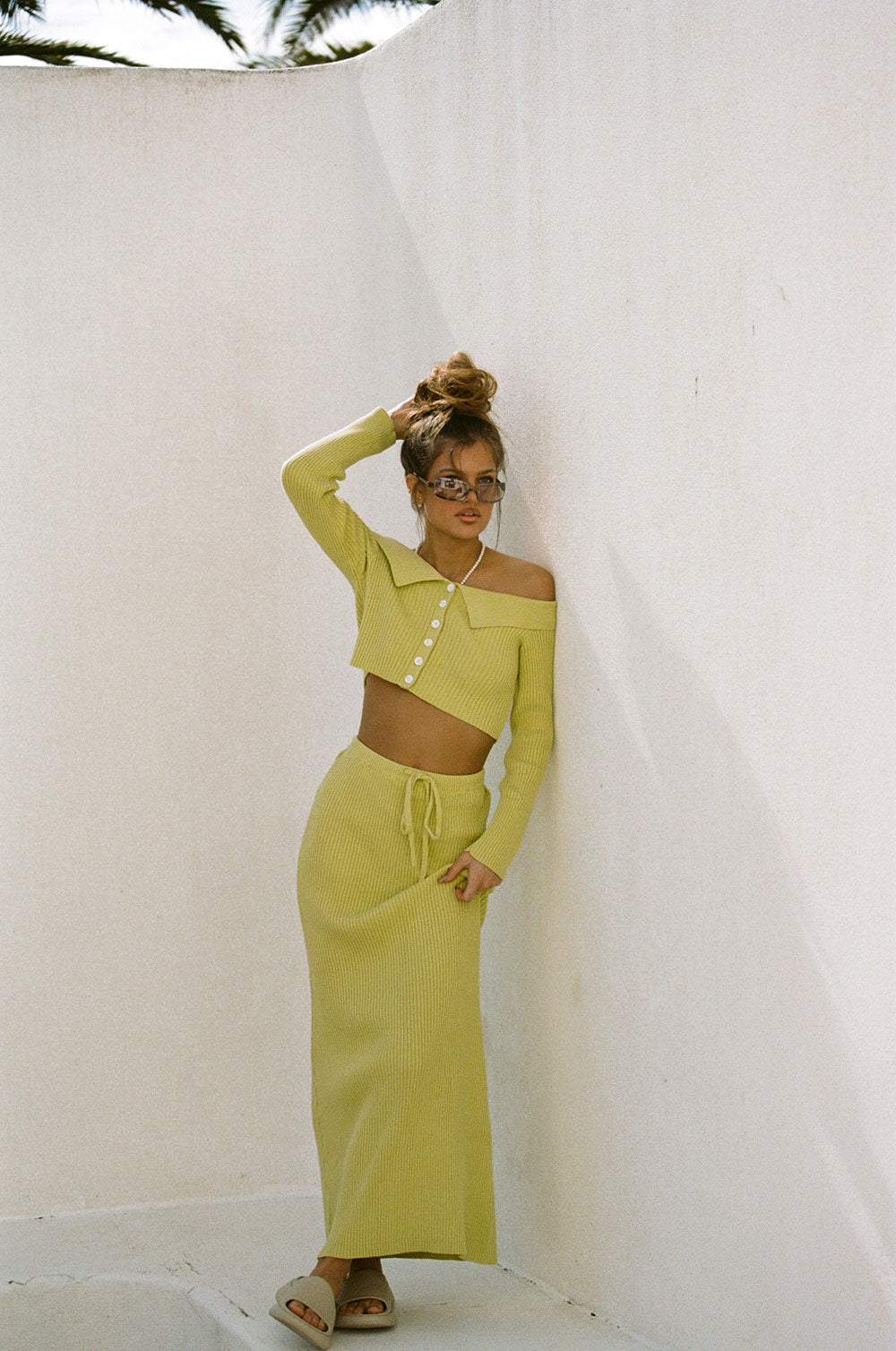 Exclusively Designed Sabo Briana Women's Maxi Skirt in Chartreuse