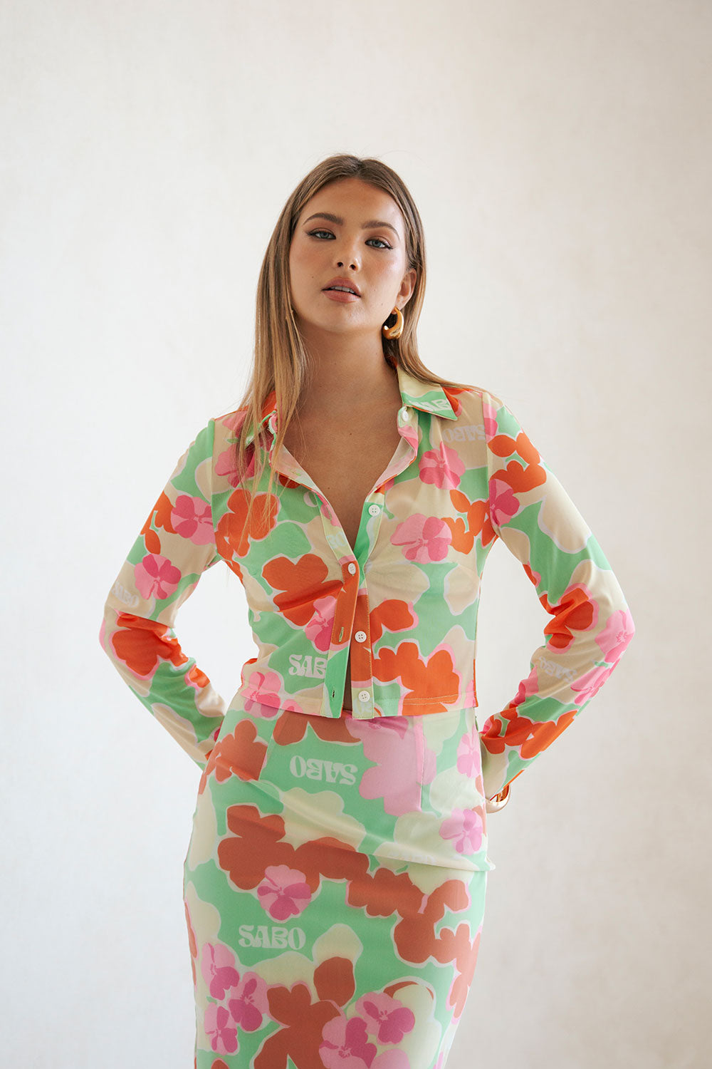 Lia Women's Fashionable Mesh Top with Exclusive Misty Floral Print