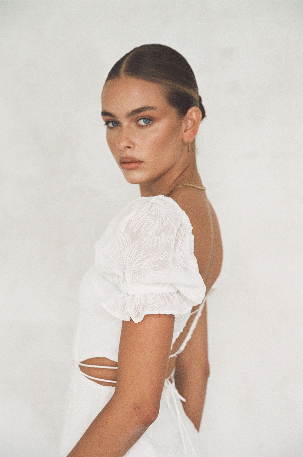 Exquisite Elisa White Embroidered Backless Bridal Dress