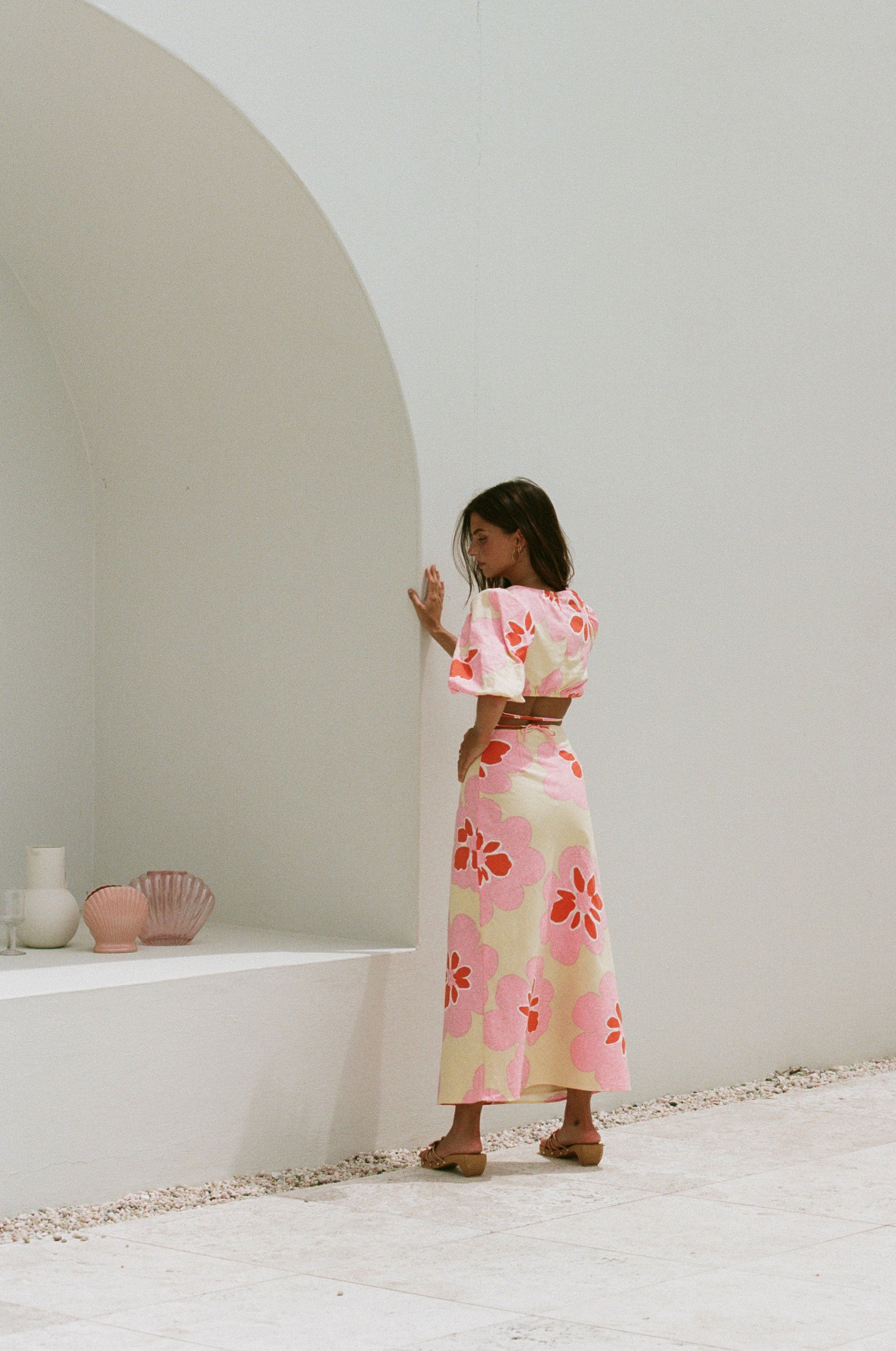Exclusive Hana Yellow Printed Natural Cotton Cropped Jaide Top for Special Events