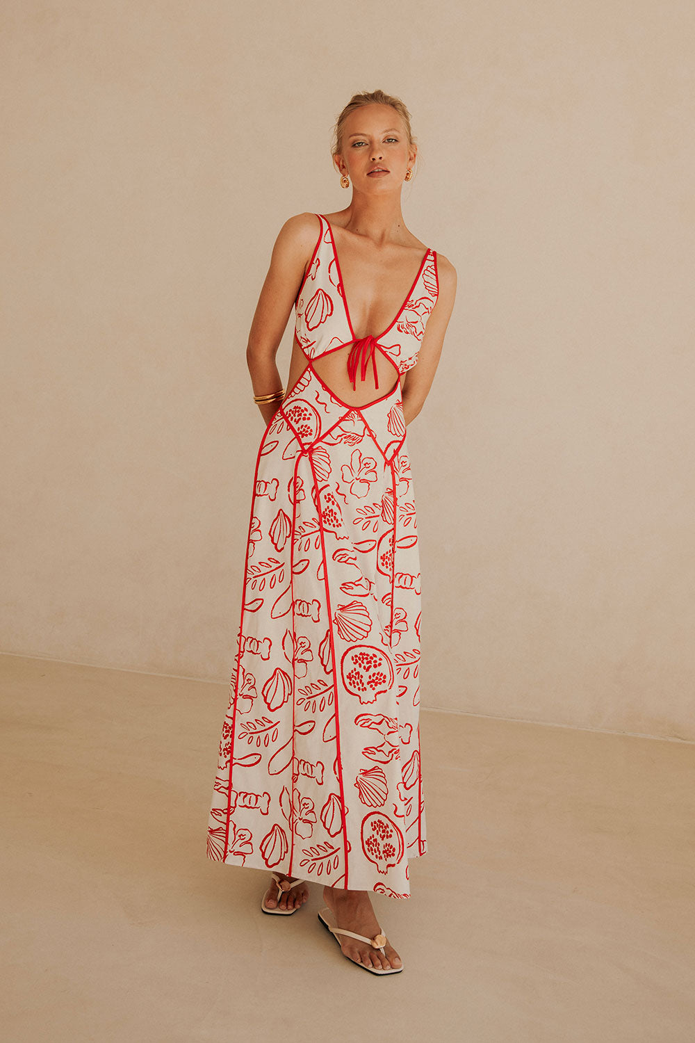 Sabo Exclusive Eliska Women's Midi Dress in Striking Shoreline Red