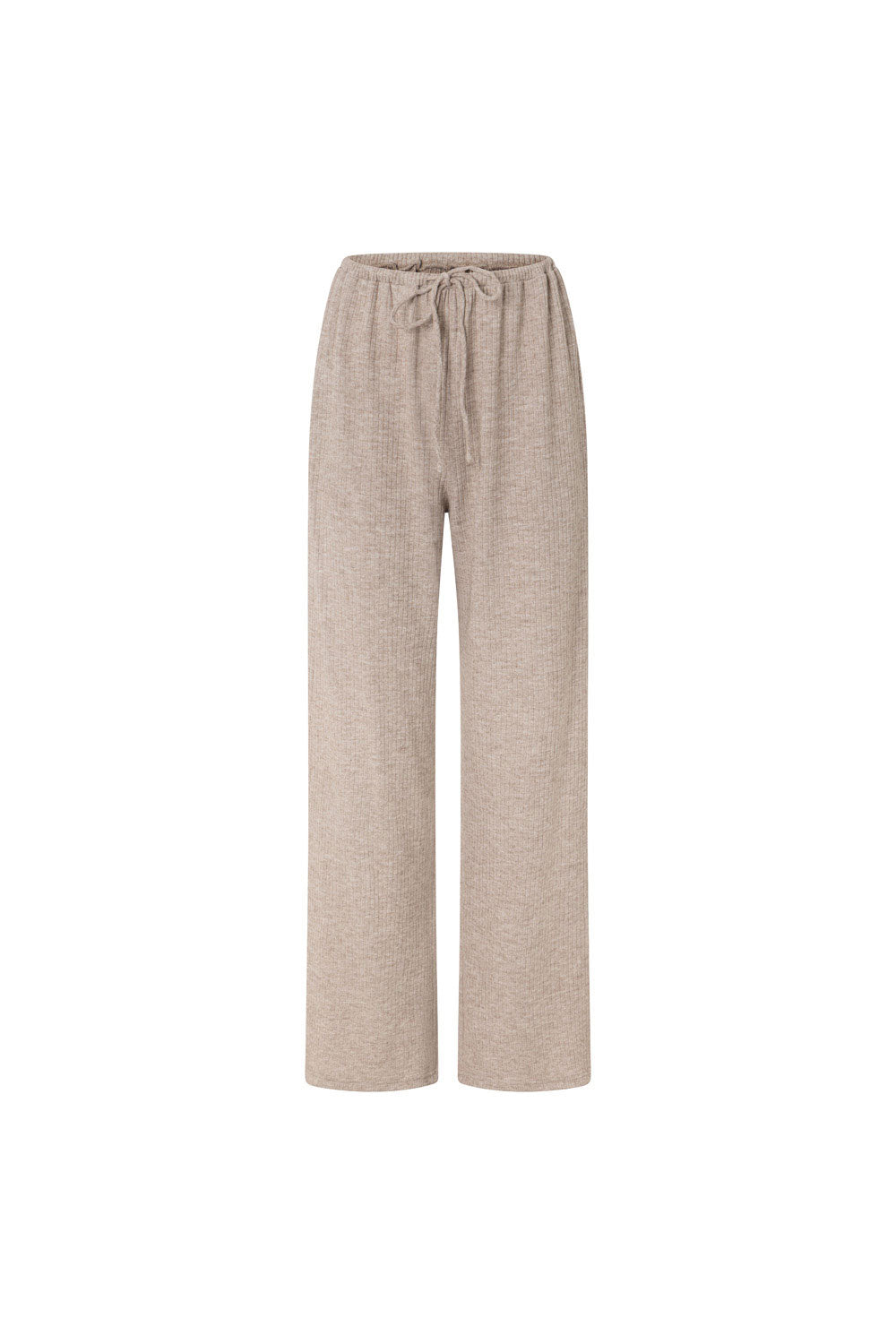 Comfy Tan Stretch Lia Pants with High Waist and Drawstring