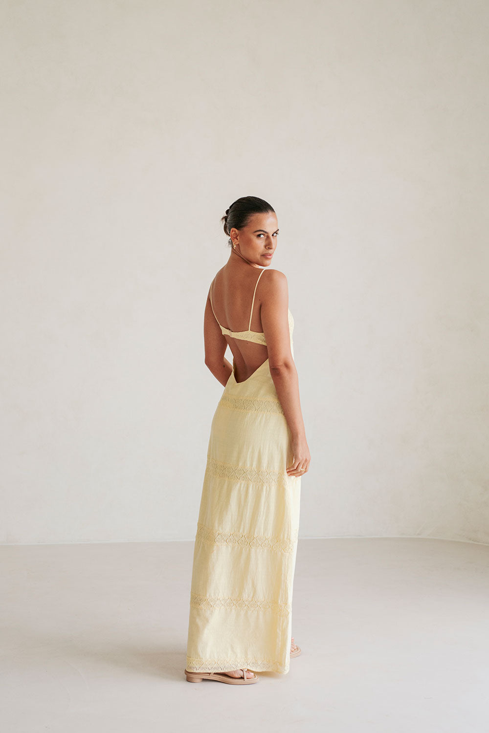 Sabo's Exclusively Designed Natural Cotton Maxi Vida Dress in Yellow