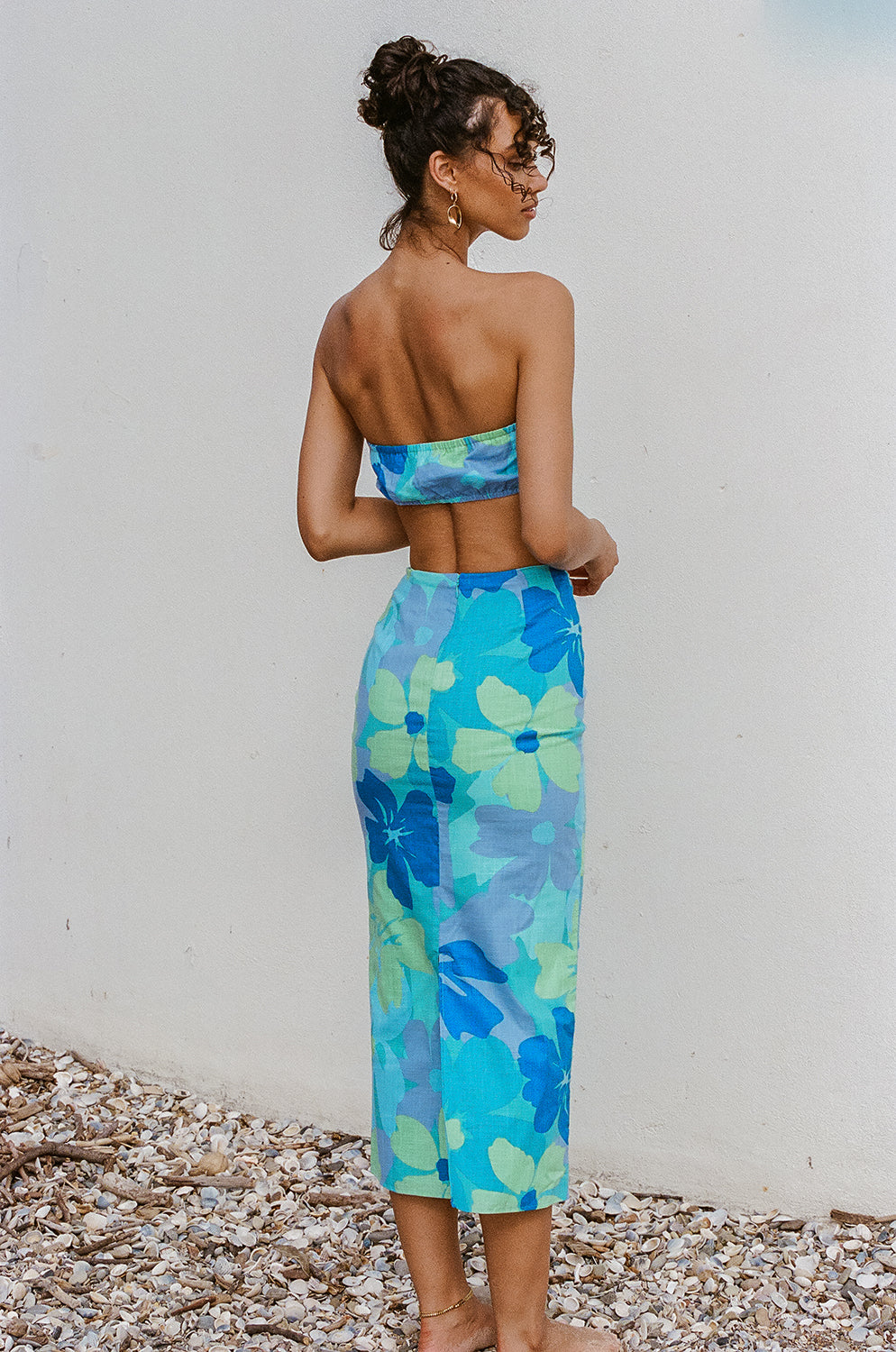 Fashionable Women's Maple Midi Skirt with Bold River Pattern