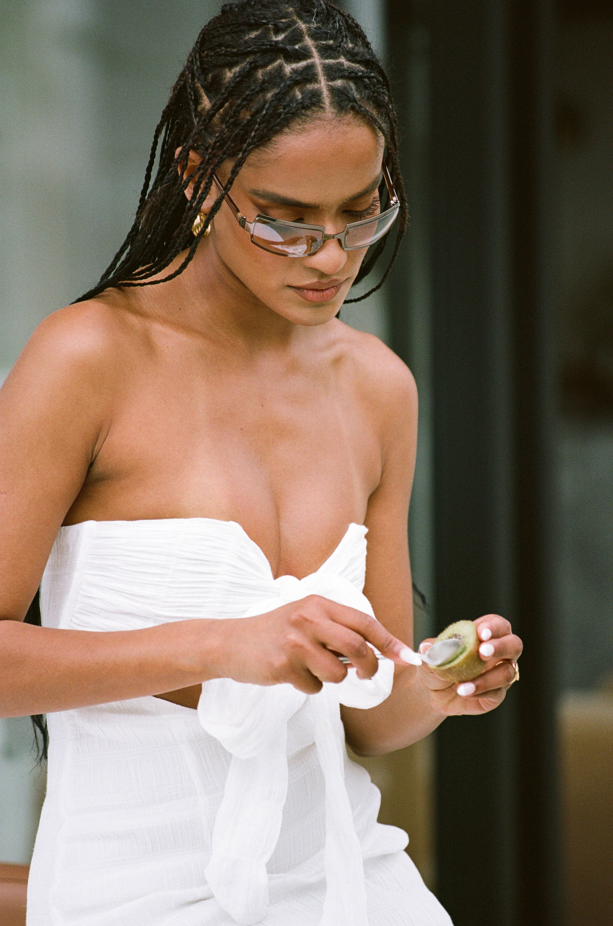 Elegant White Crepe Arlet Halter Dress for Bridal Showers