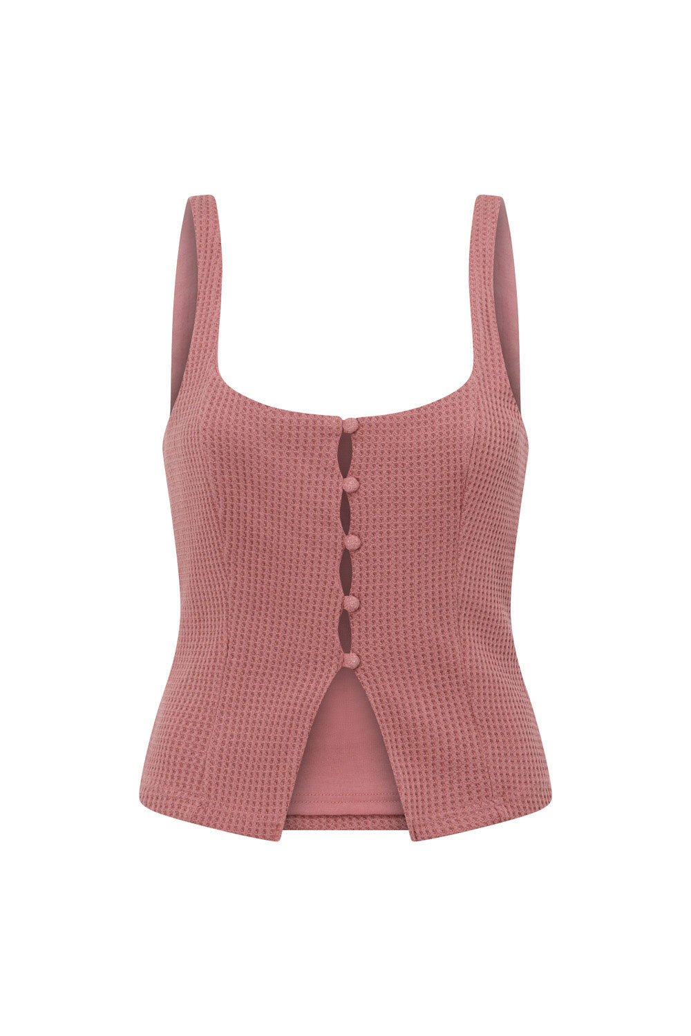 Musky Pink Cotton Blend Waffle Emilee Top for Fashionable Wear