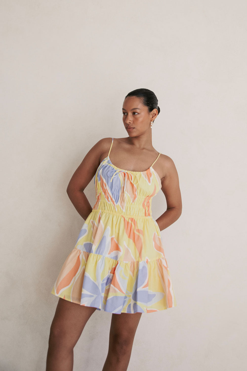 Exclusive Elia Purple Tacita Linen-Cotton Blend Mini Dress