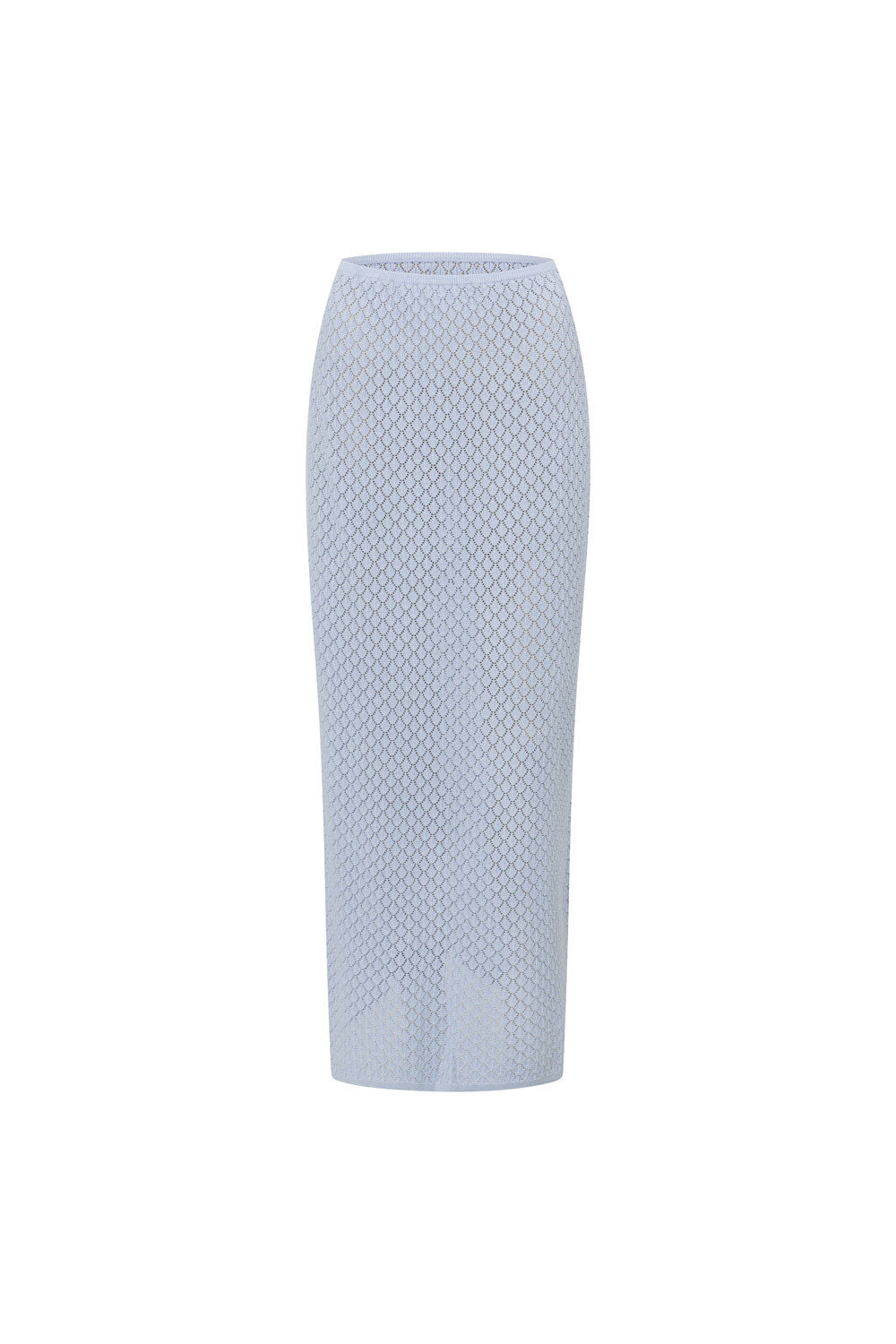 Exclusively Designed Blue Cotton Blend Pointelle Knit Nylah Midi Skirt