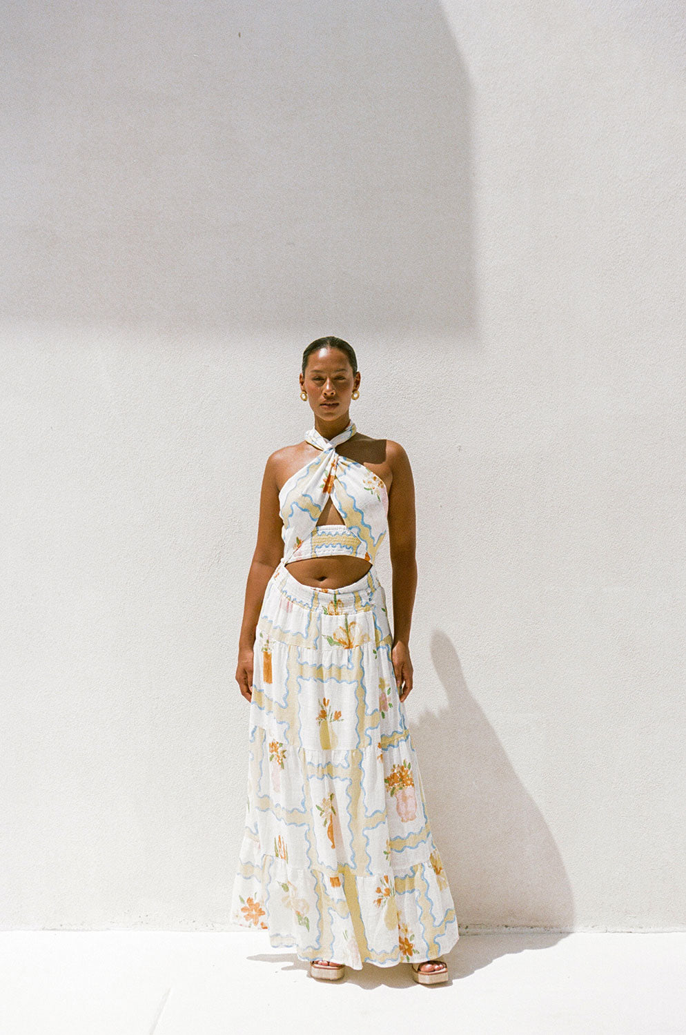 Unique Sample of Terese Flower Pots Print Dress - Women's Fashion