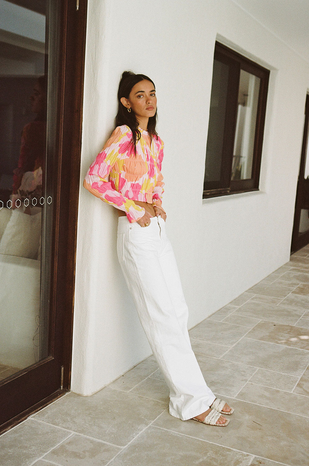 Unique Nectar Floral Silky Zaya Crepe Top Sample
