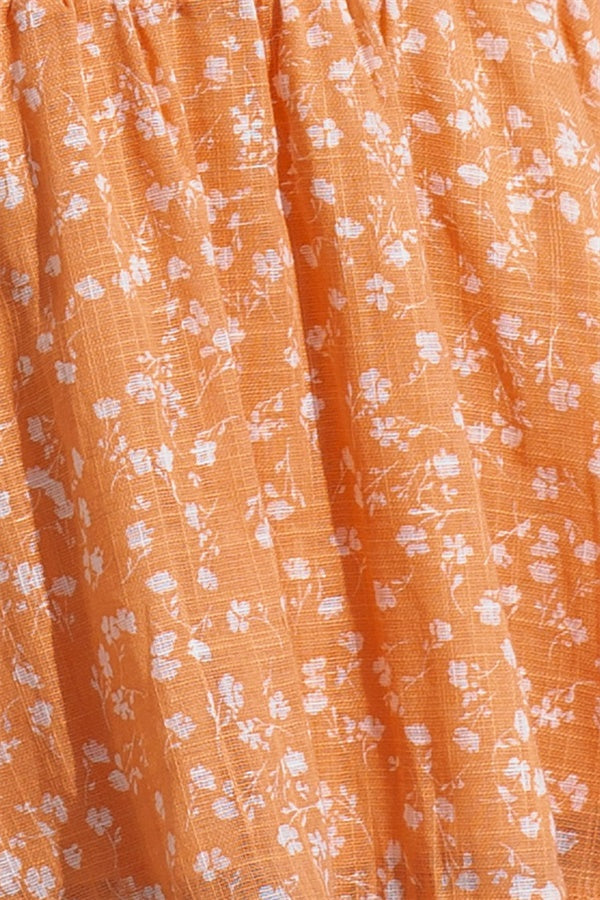 Stylish Orange Kimora Cotton Top with Exclusive Floral Print