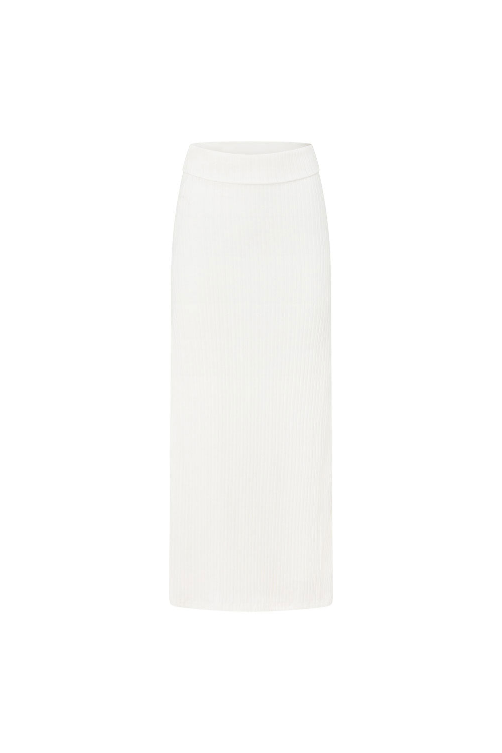 Exclusive Sabo-Designed White Ribbed Kalina Skirt for Cooler Months