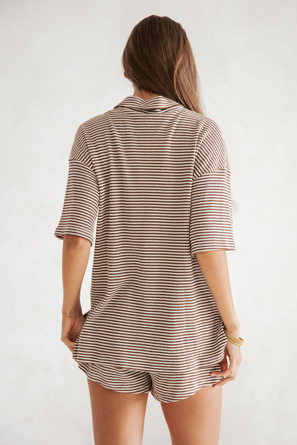 Chic Cream and Chocolate Stripe Mallory Relaxed Top