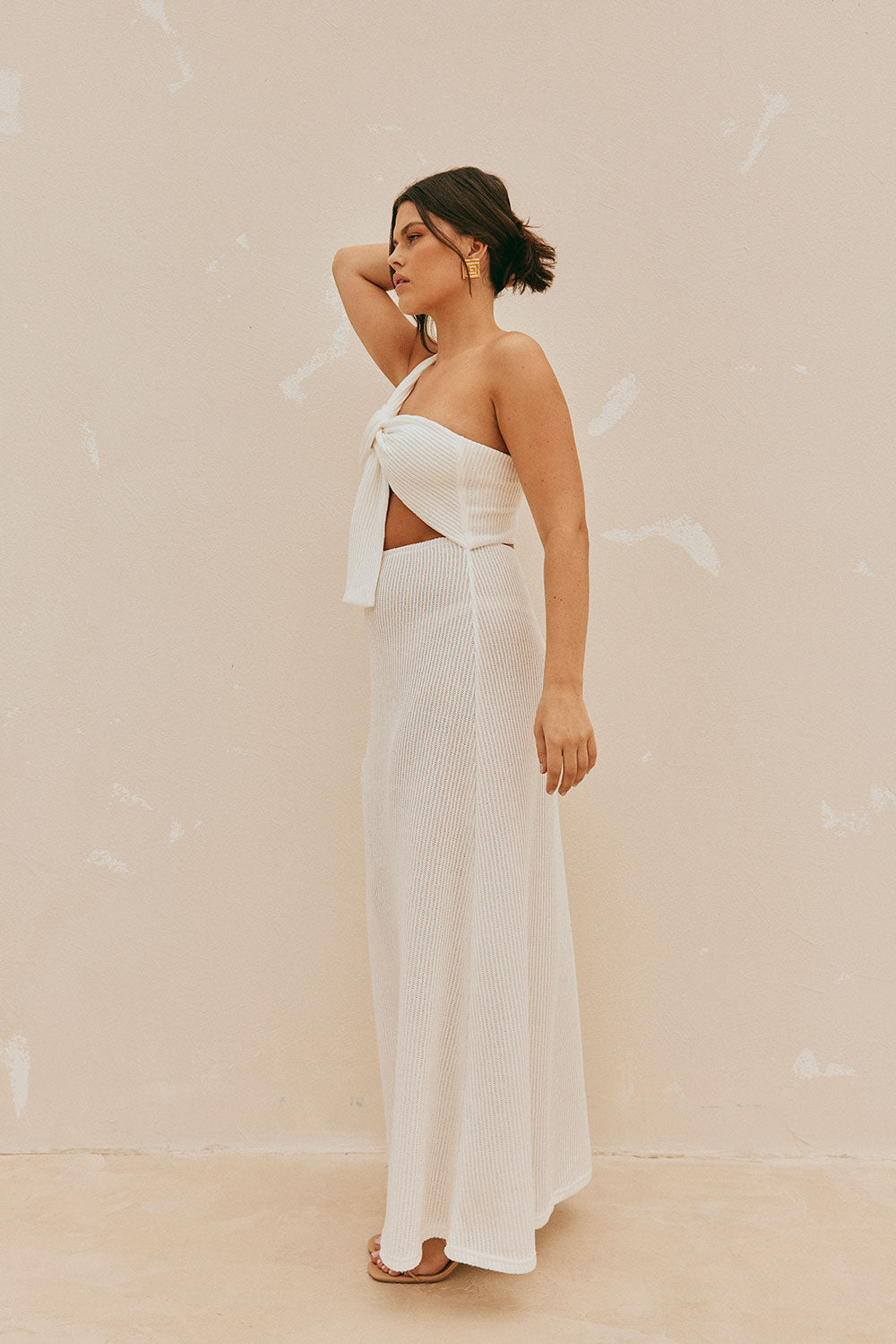 Exquisite White Artletta Single - Shoulder Maxi Dress for Bridal Events