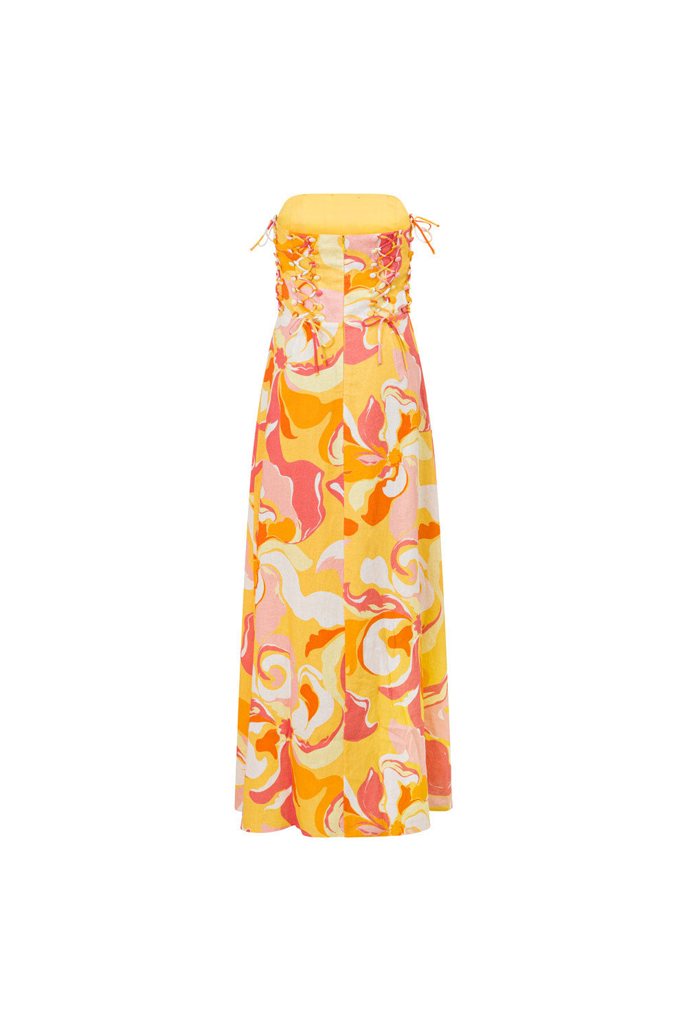 Exclusive ZACO Calista Sunset Print Strapless Maxi Event Dress - Kahlo Dress