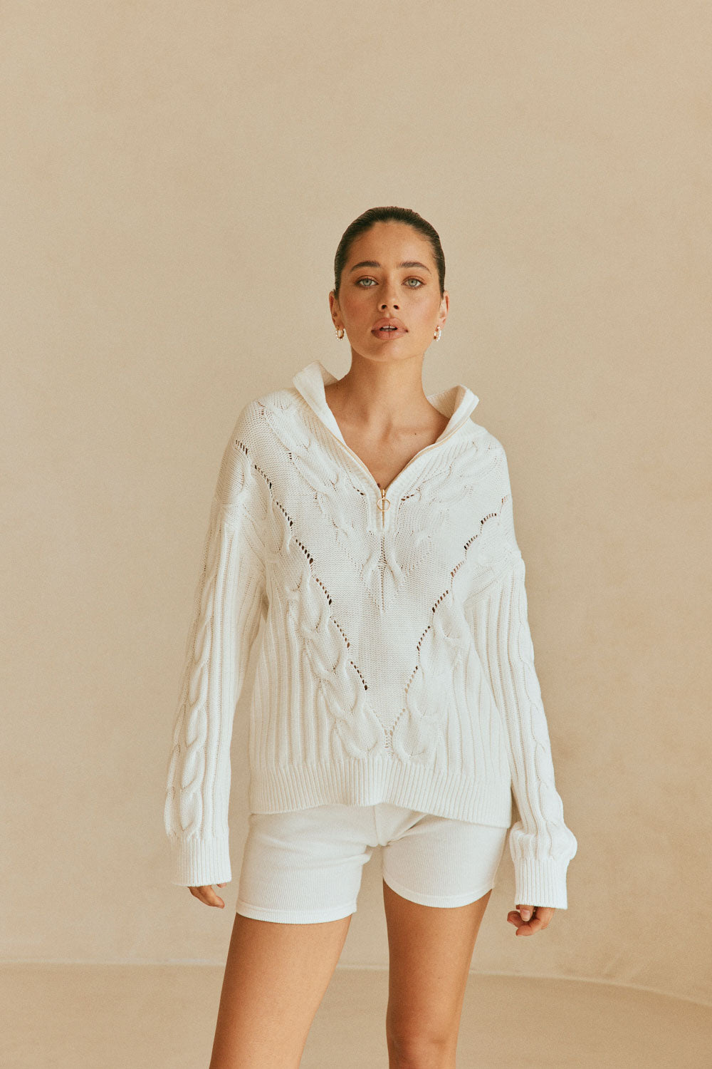 High - quality Cream Cotton Amy Sweater for Stylish Layering